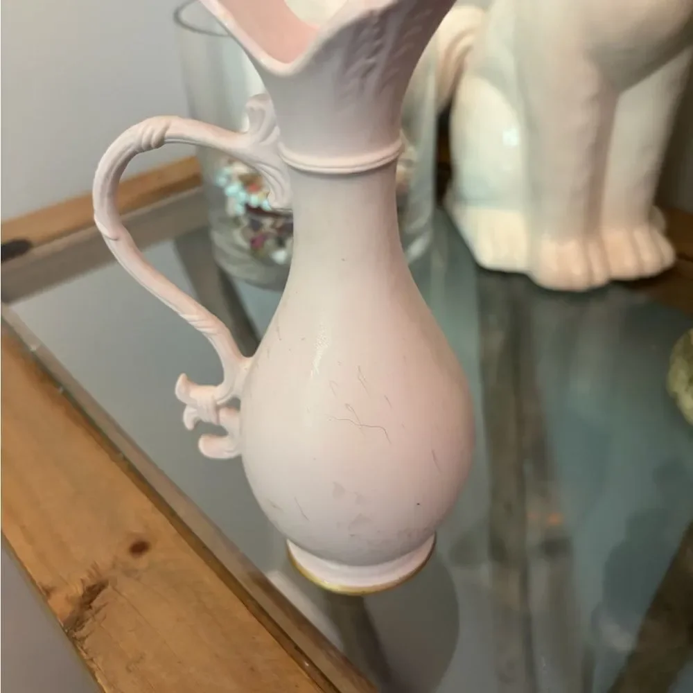 Lefton vintage 1186 Floral Embellished Vase